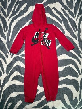 Jordan Red Kids One-Piece Hooded Jumpsuit